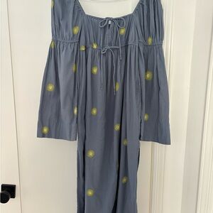 Free People Blue Maxi Dress with Yellow Accents